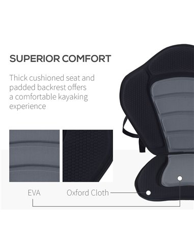 HOMCOM Deluxe Kayak Seat Sit On Top Padded Backrest Canoe Rafting Sports High Back Detachable A32-002
