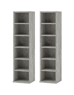 HOMCOM Set of Two 102 CD Storage Units - Cement Grey 833-872V00LG
