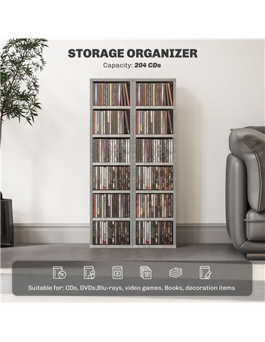 HOMCOM Set of Two 102 CD Storage Units - Cement Grey 833-872V00LG