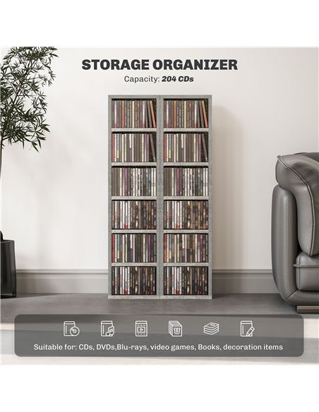 HOMCOM Set of Two 102 CD Storage Units - Cement Grey 833-872V00LG - pic 109748 | FastDaddyshop