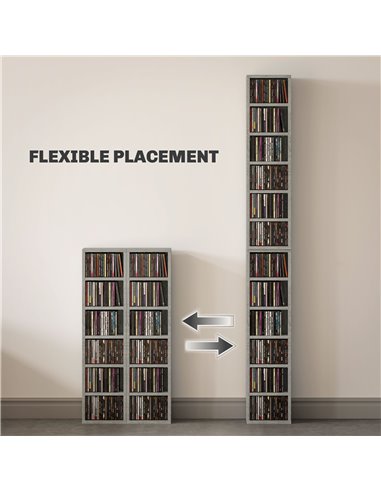 HOMCOM Set of Two 102 CD Storage Units - Cement Grey 833-872V00LG