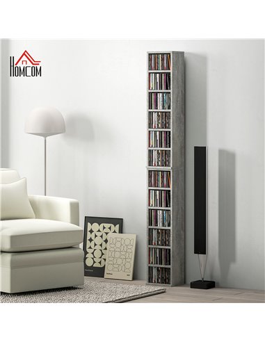 HOMCOM Set of Two 102 CD Storage Units - Cement Grey 833-872V00LG
