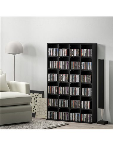 HOMCOM CD Storage Unit with Adjustable Shelves, 89 x 130.5 cm, Black 831-040V80BK