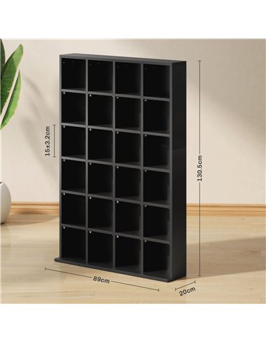 HOMCOM CD Storage Unit with Adjustable Shelves, 89 x 130.5 cm, Black 831-040V80BK