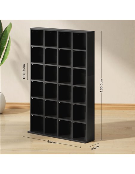 HOMCOM CD Storage Unit with Adjustable Shelves, 89 x 130.5 cm, Black 831-040V80BK - pic 109756 | FastDaddyshop