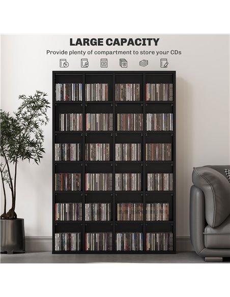 HOMCOM CD Storage Unit with Adjustable Shelves, 89 x 130.5 cm, Black 831-040V80BK - pic 109757 | FastDaddyshop