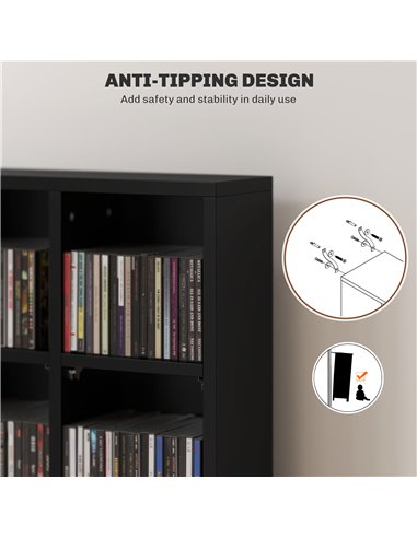 HOMCOM CD Storage Unit with Adjustable Shelves, 89 x 130.5 cm, Black 831-040V80BK