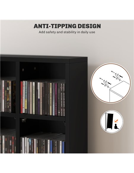 HOMCOM CD Storage Unit with Adjustable Shelves, 89 x 130.5 cm, Black 831-040V80BK - pic 109759 | FastDaddyshop