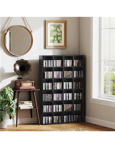 HOMCOM CD Storage Unit with Adjustable Shelves, 89 x 130.5 cm, Black 831-040V80BK - pic 109760 | FastDaddyshop