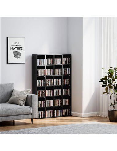 HOMCOM CD Storage Unit with Adjustable Shelves, 89 x 130.5 cm, Black 831-040V80BK