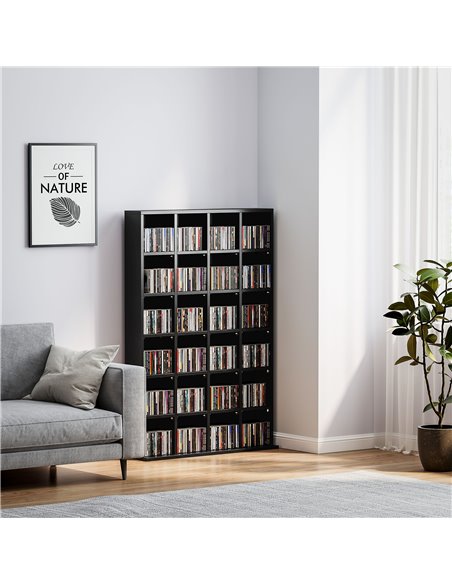 HOMCOM CD Storage Unit with Adjustable Shelves, 89 x 130.5 cm, Black 831-040V80BK - pic 109761 | FastDaddyshop