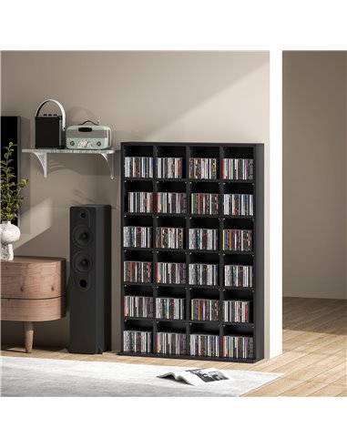 HOMCOM CD Storage Unit with Adjustable Shelves, 89 x 130.5 cm, Black 831-040V80BK