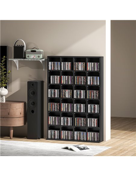 HOMCOM CD Storage Unit with Adjustable Shelves, 89 x 130.5 cm, Black 831-040V80BK - pic 109762 | FastDaddyshop