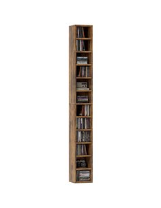 HOMCOM 204 CD Tall Narrow Media Storage Tower - Rustic Brown 833-135V80RB