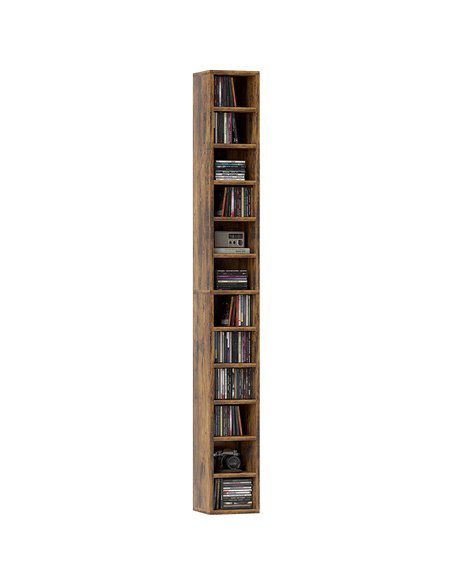 HOMCOM 204 CD Tall Narrow Media Storage Tower - Rustic Brown 833-135V80RB - pic 109763 | FastDaddyshop