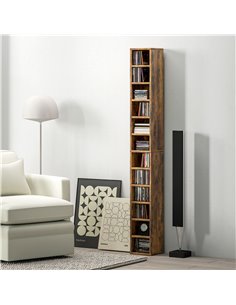 HOMCOM 204 CD Tall Narrow Media Storage Tower - Rustic Brown 833-135V80RB 2