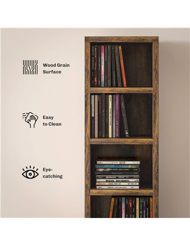 HOMCOM 204 CD Tall Narrow Media Storage Tower - Rustic Brown 833-135V80RB