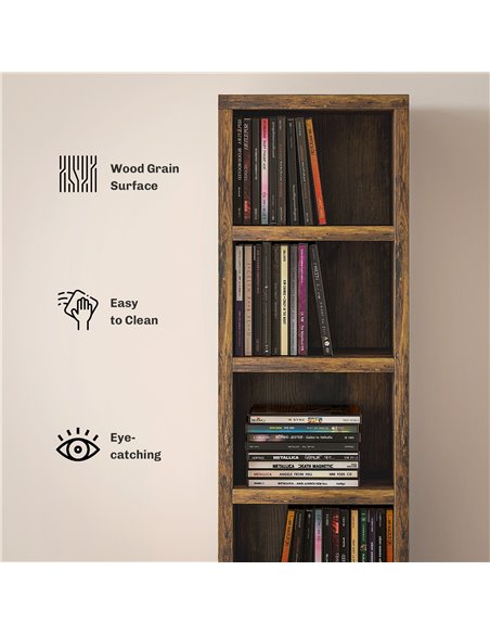 HOMCOM 204 CD Tall Narrow Media Storage Tower - Rustic Brown 833-135V80RB - pic 109767 | FastDaddyshop