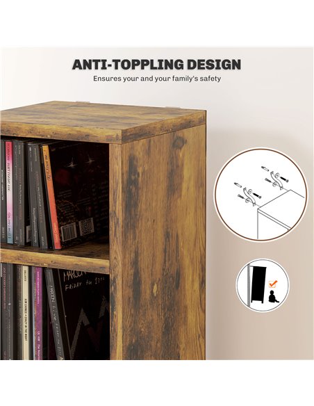 HOMCOM 204 CD Tall Narrow Media Storage Tower - Rustic Brown 833-135V80RB - pic 109768 | FastDaddyshop