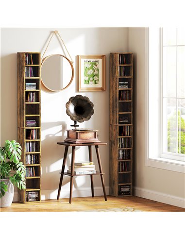 HOMCOM 204 CD Tall Narrow Media Storage Tower - Rustic Brown 833-135V80RB