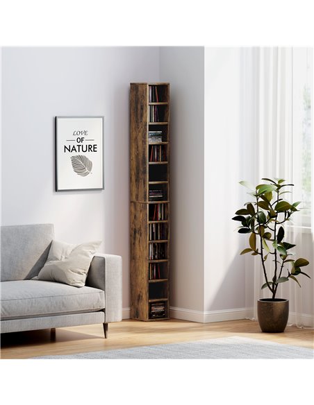 HOMCOM 204 CD Tall Narrow Media Storage Tower - Rustic Brown 833-135V80RB - pic 109770 | FastDaddyshop
