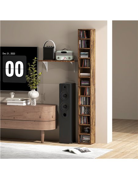 HOMCOM 204 CD Tall Narrow Media Storage Tower - Rustic Brown 833-135V80RB - pic 109771 | FastDaddyshop
