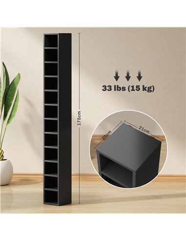 HOMCOM 204 CD Tall Narrow Media Storage Tower - Black 833-135V80BK