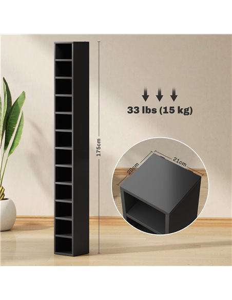 HOMCOM 204 CD Tall Narrow Media Storage Tower - Black 833-135V80BK - pic 109774 | FastDaddyshop