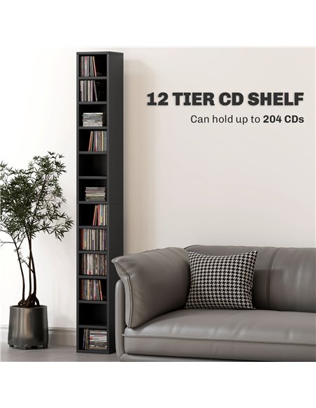 HOMCOM 204 CD Tall Narrow Media Storage Tower - Black 833-135V80BK - pic 109775 | FastDaddyshop