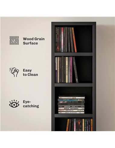 HOMCOM 204 CD Tall Narrow Media Storage Tower - Black 833-135V80BK