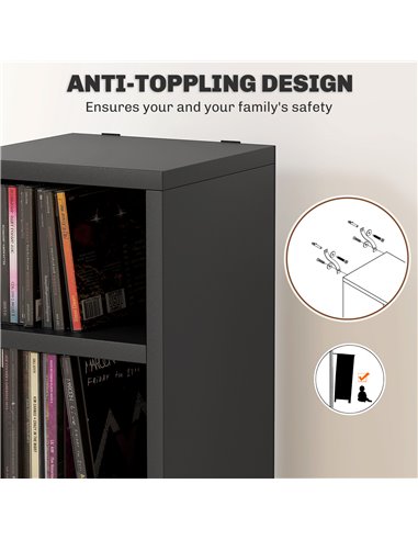 HOMCOM 204 CD Tall Narrow Media Storage Tower - Black 833-135V80BK