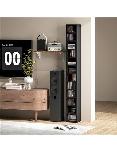 HOMCOM 204 CD Tall Narrow Media Storage Tower - Black 833-135V80BK