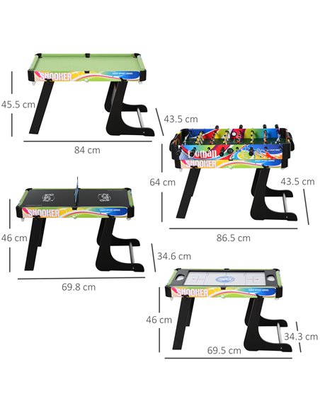 HOMCOM Folding Multi Gaming Table 4 in 1 Hockey, Football Table, Table Tennis, Billiards For Play Fun A70-048 - pic 109792 | FastDaddyshop