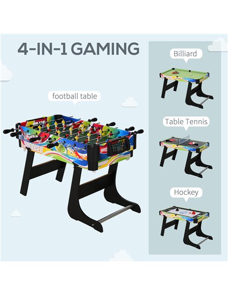 HOMCOM Folding Multi Gaming Table 4 in 1 Hockey, Football Table, Table Tennis, Billiards For Play Fun A70-048 - pic 109793 | FastDaddyshop