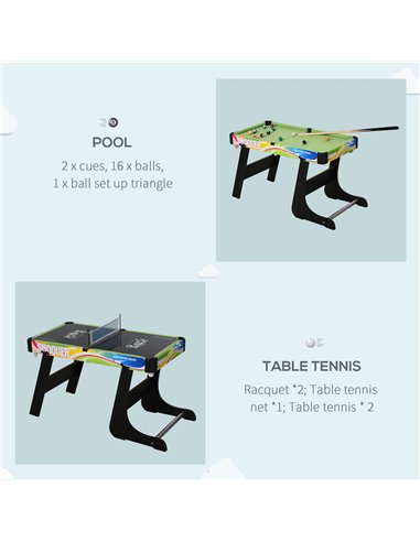 HOMCOM Folding Multi Gaming Table 4 in 1 Hockey, Football Table, Table Tennis, Billiards For Play Fun A70-048