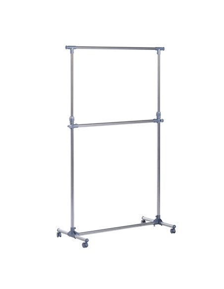 HOMCOM Heavy Duty Clothes Hanger Garment Rail Hanging Display Stand Rack w/ Wheels Adjustable 850-011 - pic 109826 | FastDaddyshop