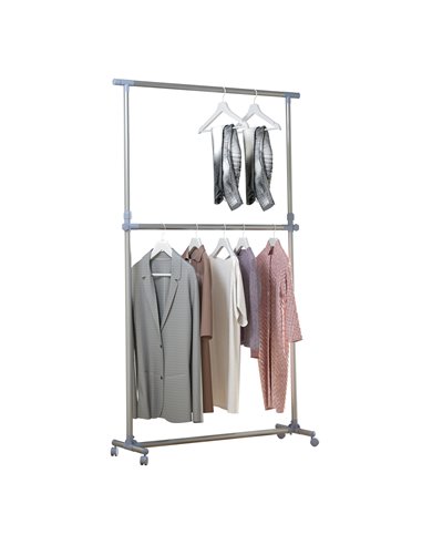 HOMCOM Heavy Duty Clothes Hanger Garment Rail Hanging Display Stand Rack w/ Wheels Adjustable 850-011