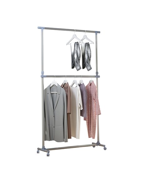 HOMCOM Heavy Duty Clothes Hanger Garment Rail Hanging Display Stand Rack w/ Wheels Adjustable 850-011 - pic 109832 | FastDaddyshop
