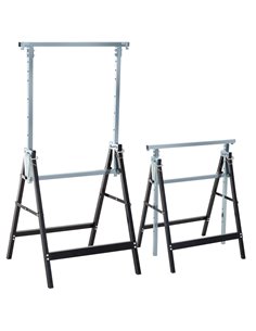 HOMCOM Set of 2 Adjustable Telescopic Builders Trestle DIY Steel Work Bench Carpenter Folding Saw Horse Tools Black B40-015