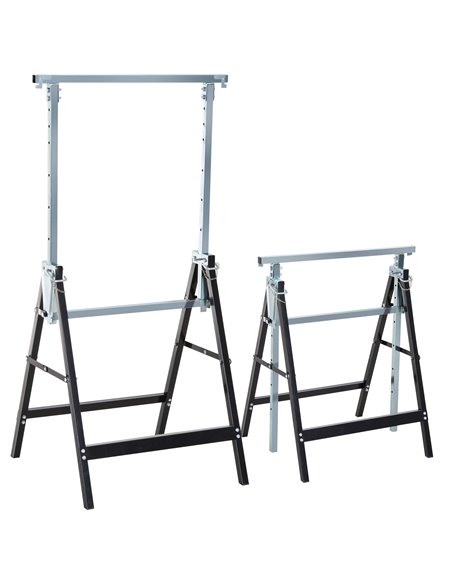 HOMCOM Set of 2 Adjustable Telescopic Builders Trestle DIY Steel Work Bench Carpenter Folding Saw Horse Tools Black B40-015 - pic 109853 | FastDaddyshop