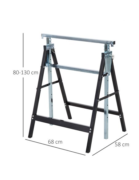 HOMCOM Set of 2 Adjustable Telescopic Builders Trestle DIY Steel Work Bench Carpenter Folding Saw Horse Tools Black B40-015 - pic 109855 | FastDaddyshop