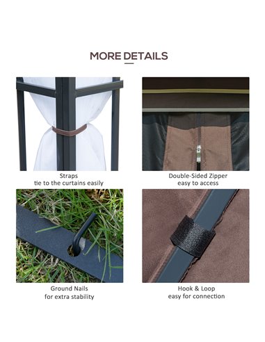 Outsunny 3 x 3(m) Patio Gazebo Canopy Garden Pavilion Tent Shelter with 2 Tier Roof and Mosquito Netting, Steel Frame, Coffee