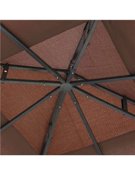 Outsunny 3 x 3(m) Patio Gazebo Canopy Garden Pavilion Tent Shelter with 2 Tier Roof and Mosquito Netting, Steel Frame, Coffee - pic 10988 | FastDaddyshop