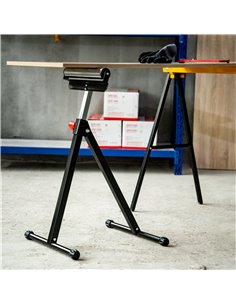 HOMCOM Folding Roller Stand, Material Support Pedestal with Ball Bearing Roller Height Adjustable Portable, Metal Construction,  2