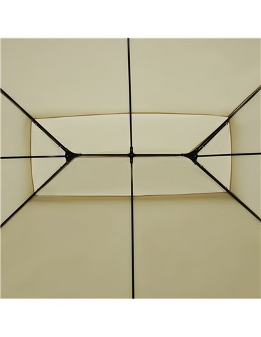 Outsunny 4m x 3(m) Metal Gazebo Canopy Party Tent Garden Pavillion Patio Shelter Pavilion with Curtains Sidewalls Beige