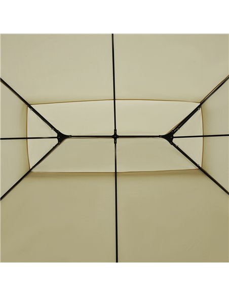 Outsunny 4m x 3(m) Metal Gazebo Canopy Party Tent Garden Pavillion Patio Shelter Pavilion with Curtains Sidewalls Beige - pic 10996 | FastDaddyshop