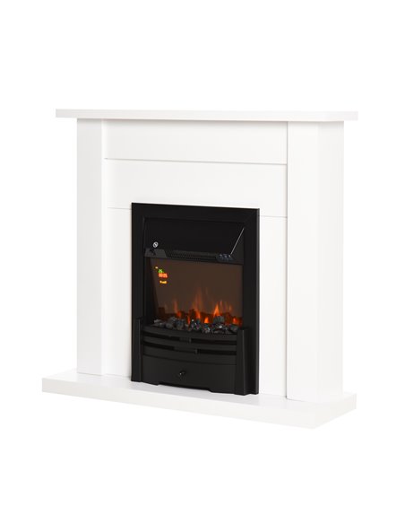HOMCOM Electric Firplace Suites & Mantelpiece w/LED Flames Remote Marble Stone Modern Curved Surround Intelligent Safe Tempered  - pic 109961 | FastDaddyshop