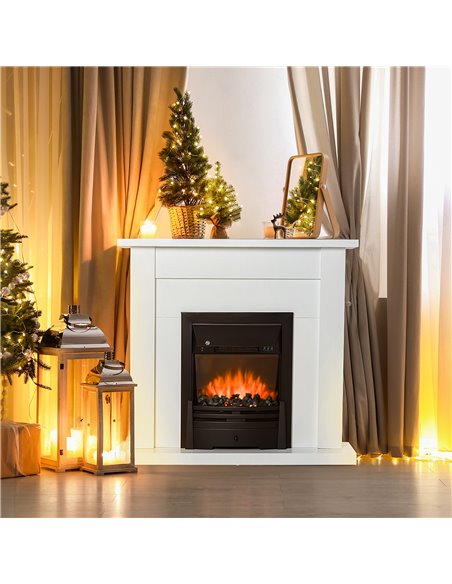 HOMCOM Electric Firplace Suites & Mantelpiece w/LED Flames Remote Marble Stone Modern Curved Surround Intelligent Safe Tempered  - pic 109962 | FastDaddyshop