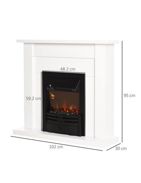 HOMCOM Electric Firplace Suites & Mantelpiece w/LED Flames Remote Marble Stone Modern Curved Surround Intelligent Safe Tempered  - pic 109963 | FastDaddyshop