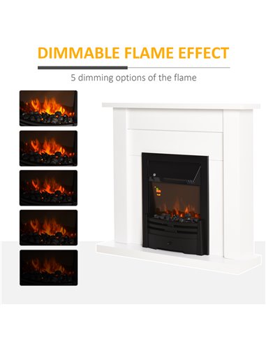 HOMCOM Electric Firplace Suites & Mantelpiece w/LED Flames Remote Marble Stone Modern Curved Surround Intelligent Safe Tempered 